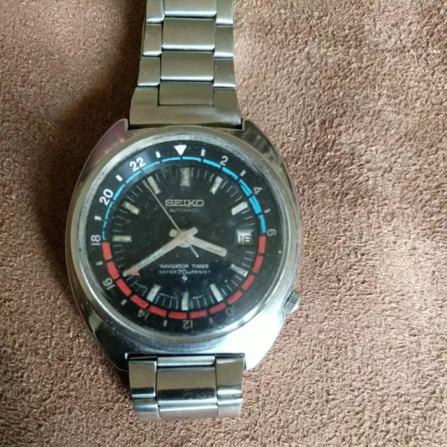 1970S SEIKO NAVIGATOR Timer Ref. 6117-6419 GMT Black Dial 41mm Watch RARE  EUR 459,29 - PicClick IT