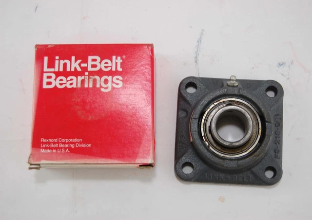 Link-Belt F3U228N Flange Block Ball Bearing - 1-3/4" Bore, Cast Iron Housing, Single Lip Seal, Spring-Locking Collar