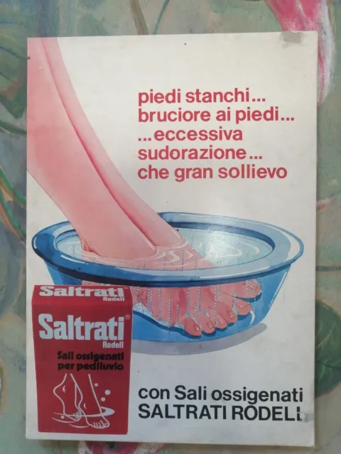 Vecchia pubblicità in cartoncino Saltrati Rodell Sali ossigenati Anni 50/60-A1