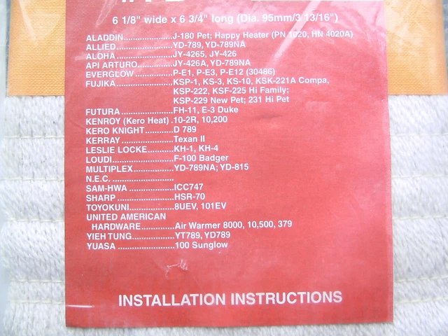 EVERGLOW KEROSENE HEATER Wick P-E1, P-E3, PT-E4, P-E12 Wap#:7b $20.95 -  PicClick