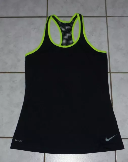 NIKE  DRI FIT Tanktop Gr. M schwarz-neon Trägershirt Fitnesstop Sport Laufshirt