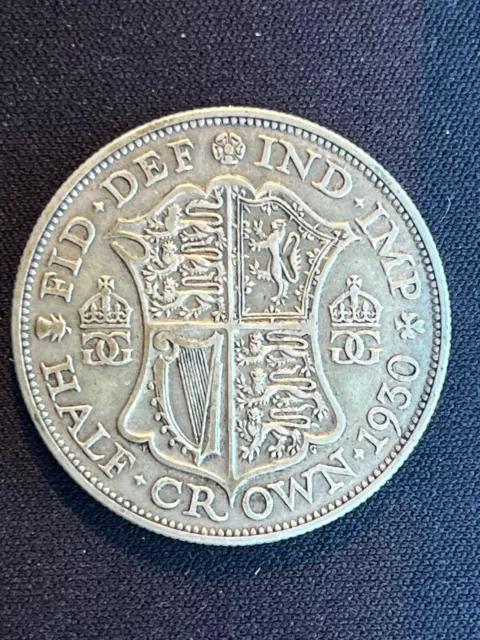 1930 Half Crown Silver Coin Good High Grade - VERY RARE DATE