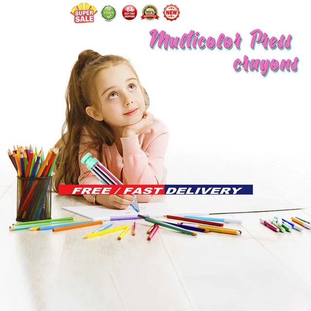 8 en 1 Niños Doodle Crayon Prensa Rotativa Estilo 8 Colores Lápiz Herramienta (Verde