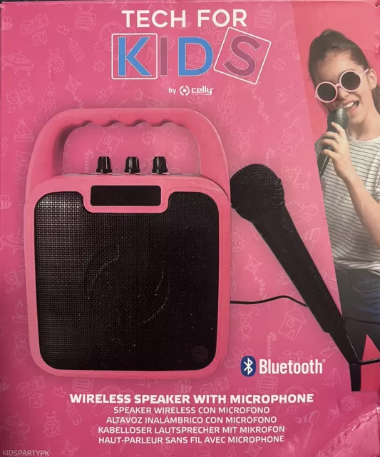 Cassa Bluetooth Portatile Karaoke Altoparlante Microfono Pink Celly KIDSPARTYPK