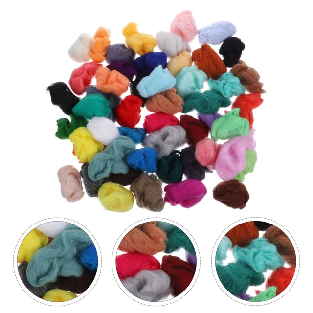 50 piezas Tiras de lana de colores Proyectos de fieltro con aguja Herramienta Accesorios para principiantes