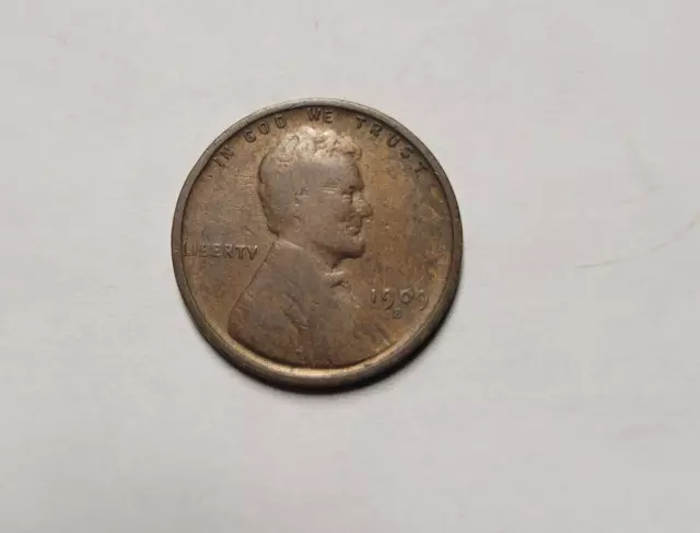 1909 S VDB Lincoln Cent,  Key Date Partial Wheat Lines