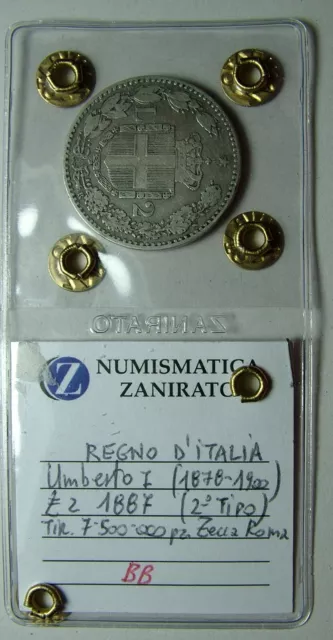 2 Liras 1887 Umberto I Reino de Italia Opinión de los Expertos BB Zanirato