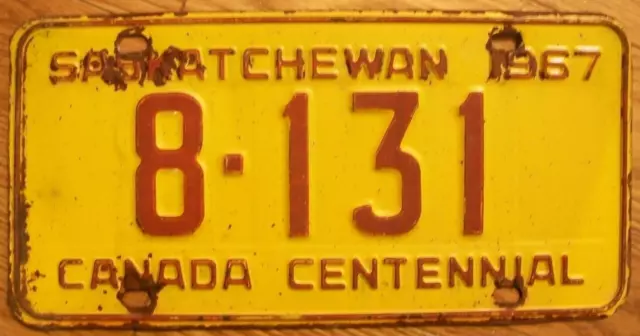 Single Saskatchewan, Canada License Plate - 1967 - 8-131 - Centennial
