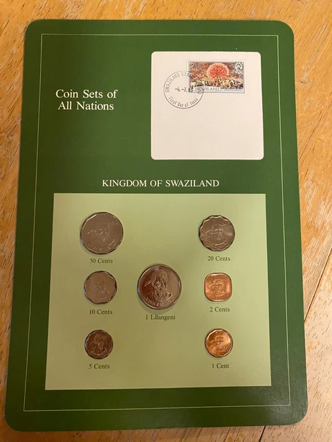 Coin Sets Of All  Nations  Kingdom Of Swaziland 1975 - 82  Unc  W / Card