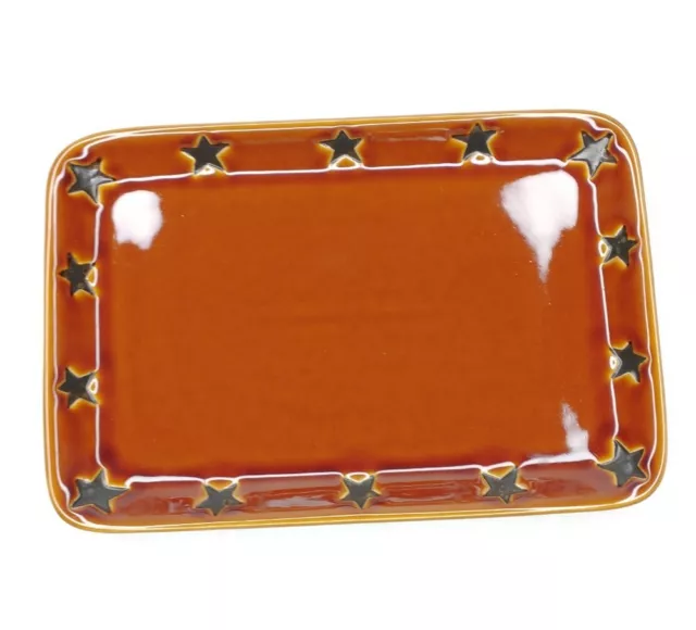 Ragon House Star Pattern Redware Dinnerware Tray 11"×7.5" New