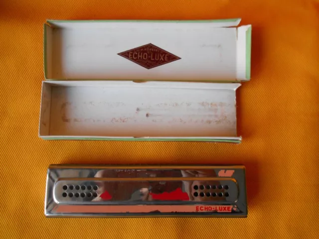 Ancien Harmonica Echo-Luxe Hohner Longueur 20.5Cm