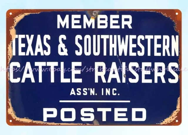 Texas & Southwestern Cattle Raisers metal tin sign plaque metal wall hangings