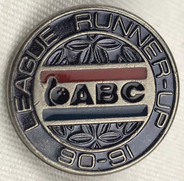 ABC Bowling Pin League Runner up 90-91 Vintage Pin