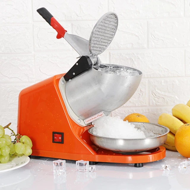 300W Electric Ice Shaver Shaved Machine Orange Ice Snow Cone Maker 143 Lbs/H