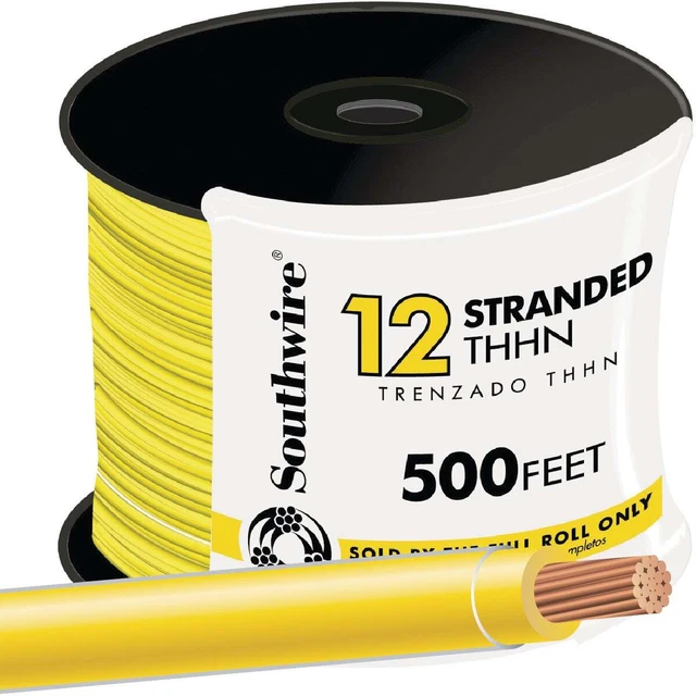 Southwire 500 Ft. 12 AWG Stranded Yellow THHN Electrical Wire 22969058 Pack of 2