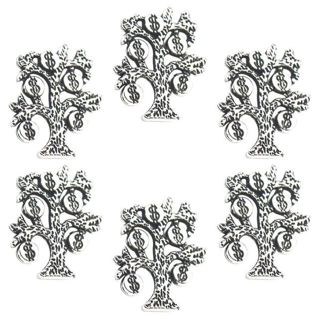 20 Stück Legierung Geld Baum Anhänger Lesezeichen Charms DIY Schmuck