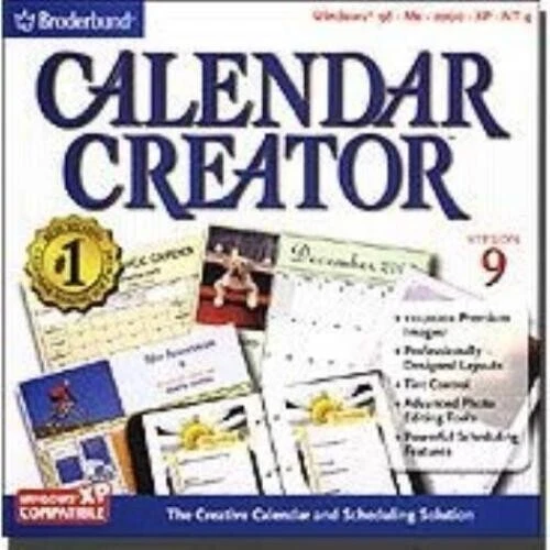 NEW CALENDAR CREATOR Version 9 PC CD Create Own Custom Calendars