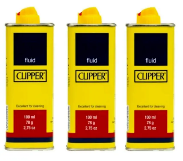 3x Original Clipper Universal Lighter Fuel Fluid Petrol 100ML x 3