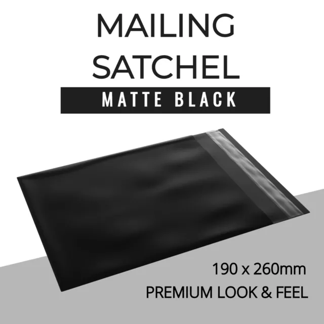 190x260mm Black Courier Bags Mailing Satchel Self Sealing Plastic Poly Mailer