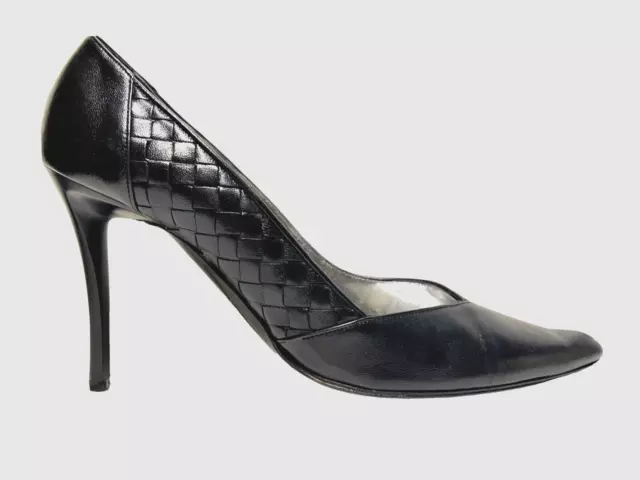 Bottega Veneta Intrecciato Stiletto Pumps Women Size 9.5 Black Leather 4" Heel