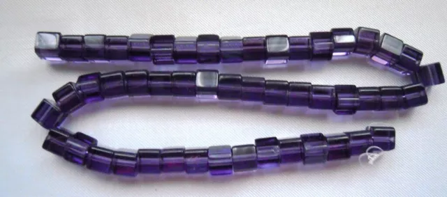 1 Strang/50 Stck. Glasperlen Würfel 6 x 6 mm LILA   #  326