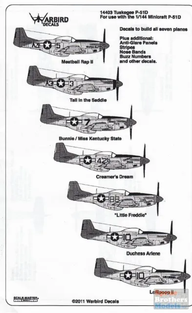 WBD14403 1:144 Warbird Decals - P-51D Mustang Tuskegee Airmen #14403