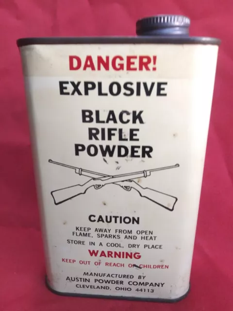 Empty  Advertising "Austin Powder" Black Rifle Powder Tin Can Collectible