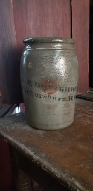 Antique cobalt Decorated Stoneware Crock Jar A P DONAGHHO PARKERSBURG W VA 1 Gal