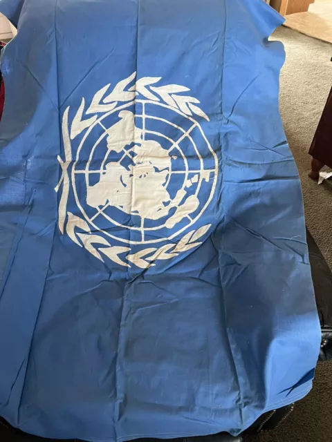 VTG Valley Forge Flag Co  Blue & White UNITED NATIONS Flag Stitched Logo 3' x 5'