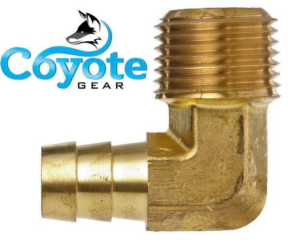 1/2" ID HOSE x 1/2 NPT Male Pipe Thread 90 Elbow Brass Fitting Gas Fuel Air