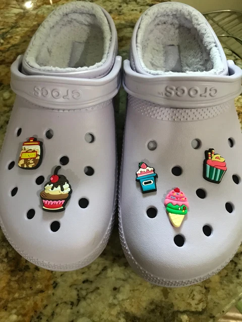 CROCS Classic Lined Purple Shoes Cookies Ice Cream Buttons Men's 11