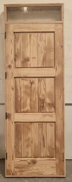 Rustic reclaimed  Doug Fir door glass transom window comes pre hung solid wood 2