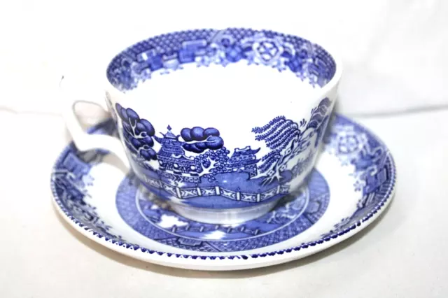 Blue Willow Woods Ware Wood & Sons Cup & Saucer, England