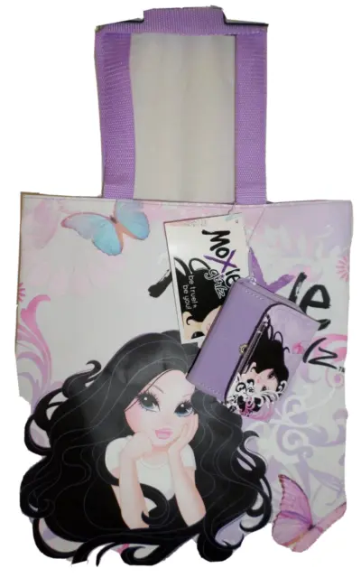 Moxie Girl Re-Usable Tote Bag Shopping + Tri Fold Purse 33 x 30cm