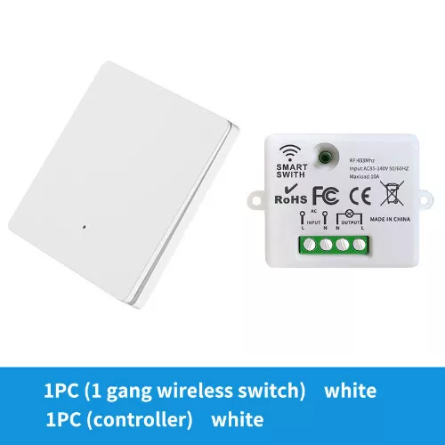 Wireless Remote Control Wall Panel Transmitter Mini Relay Receiver 10A Ligh