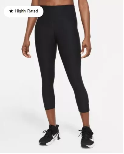 Nike Power Dri Fit Women's Training Sculpt Hyper Crop Tights Black #Bq3557-Nwt