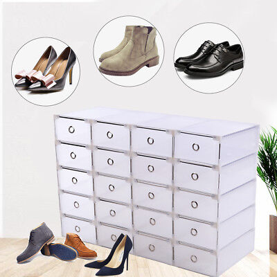20 scatole per scarpe in plastica trasparente Sujrtuj pieghevoli impilabili resistenti 33 x 23 x 14 cm 