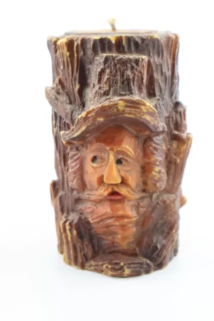 Johann Gunter Candle Carved Germany Woodsman Bearded man Tree Log Cabin Decor