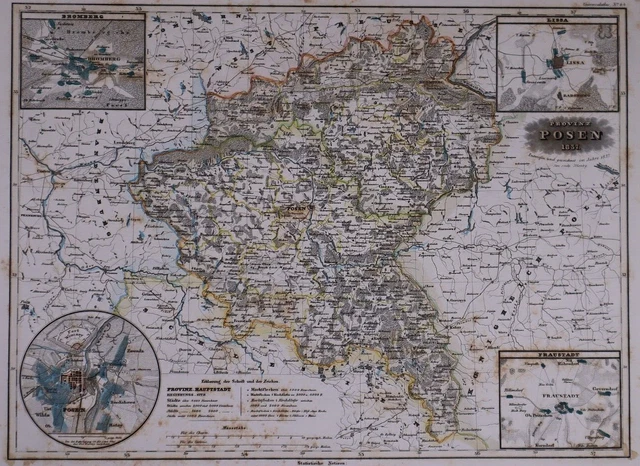 Dated 1837 Universal Atlas Map ~ POSEN - PRUSSIA ~ (10x12)-#1285