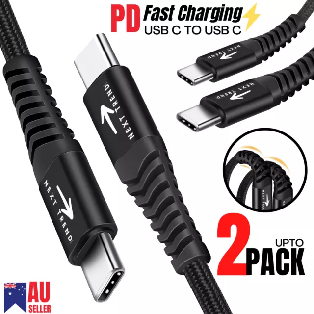 2x USB C to C Type Cable Fast Charing PD USB C Cable Quick Charging Data Cable C