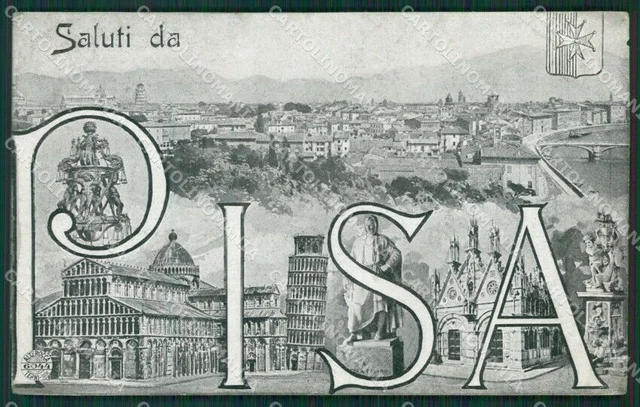 Pisa Città Saluti da Alterocca 6044 PIEGHE cartolina KV6150