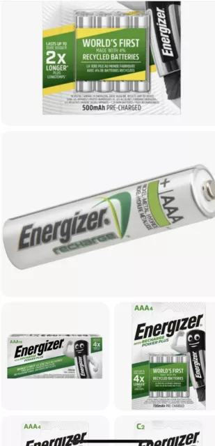 Energizer Rechargeable  Batteries AA,AAA,C,D,9V - 500 700 800 2000 2300 2500 mAh