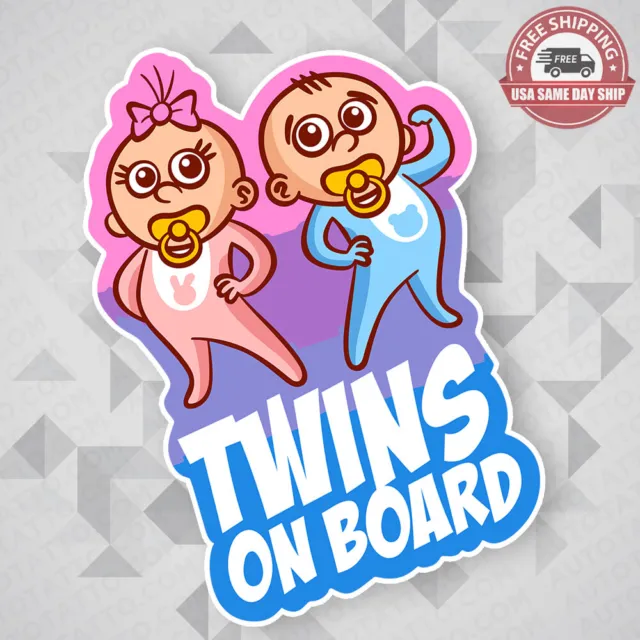Cute Twins On Board Sticker Decal Kid Baby In Car Van Truck Door Window Decorate