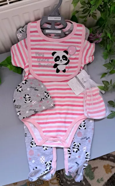 Baby Girl 3-6 Months BNWT 5 Piece Supersoft Sleepsuit Set