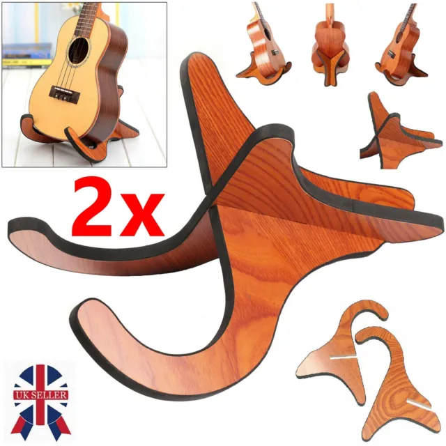 2x Wooden Bracket Guitar Stand Holder Shelf Mount Mini Ukulele Violin Mandolin