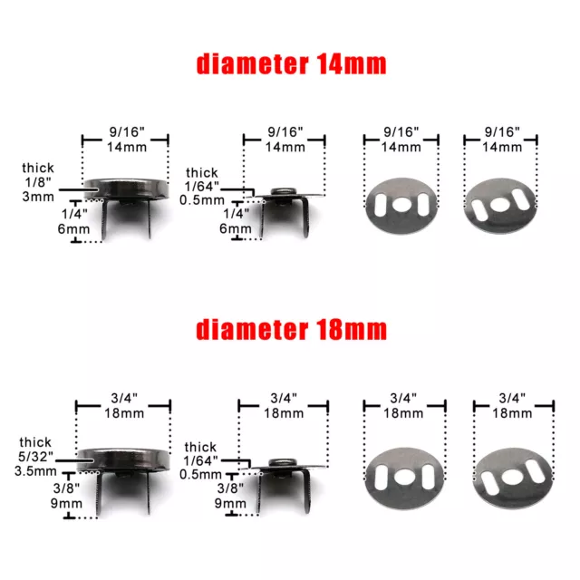 10/50 Sets Nicht-Nähen Handtasche Tasche Geldbörse Magnet Druckknopf Knopfverschluss Verschluss 2