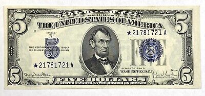 1934D $5 Star CU Blue Seal Silver Certificate *21781721A Crisp UNC Note Fr 1654*