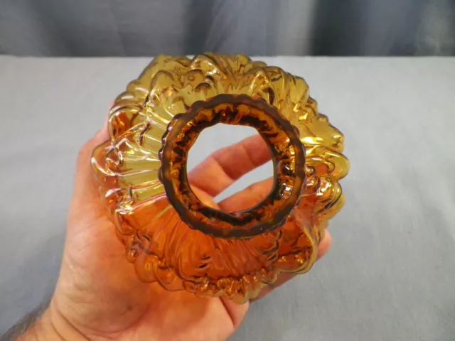 Amber Glass PLUME Design Miniature Oil Lamp Shade 4" Fitter 3