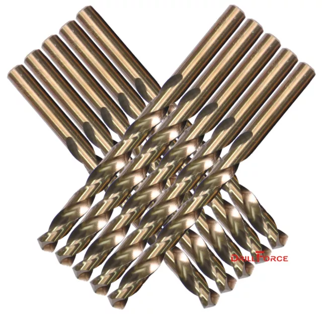 Drillforce 10Pcs 3/32" Cobalt Drill Bit Set Hss M35 Twist Tools Metal Drill Bits