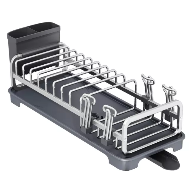 Small Dish Drying Rack Aluminum Dish Rack with Utensil Holder Anti-rust Dish ...